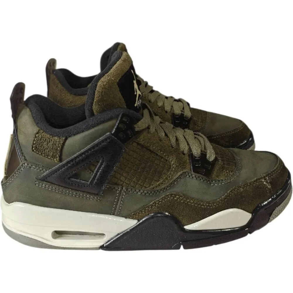 NIKE Air Jordan 4 Retro SE 'Craft Medium Olive' Sneakers Size 7Y